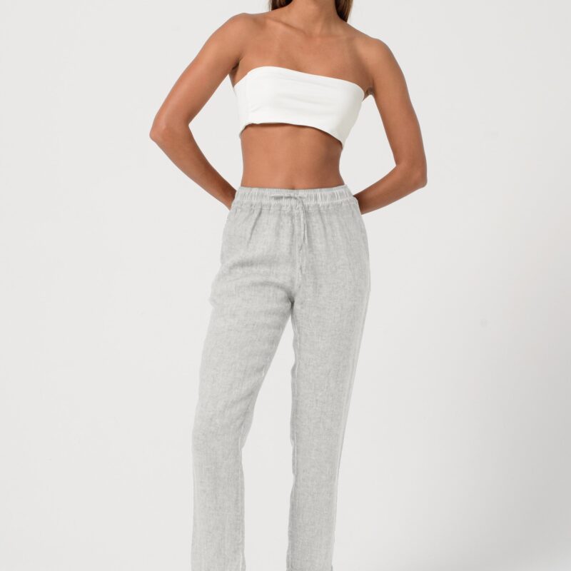 arisum Leinenhose „Platino“ – Stilvolle Damen Sommerhose in Hellgrau