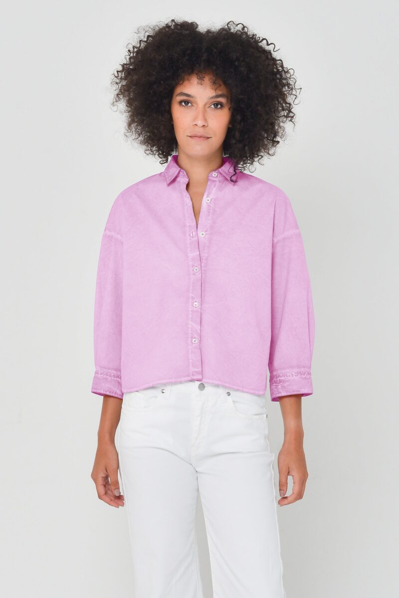 arisum Crop Poplin Shirt „Candy“ – Damen Kurzbluse in Pastellrosa