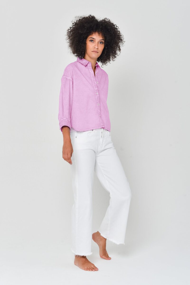 arisum Crop Poplin Shirt „Candy“ – Damen Kurzbluse in Pastellrosa - Image 2